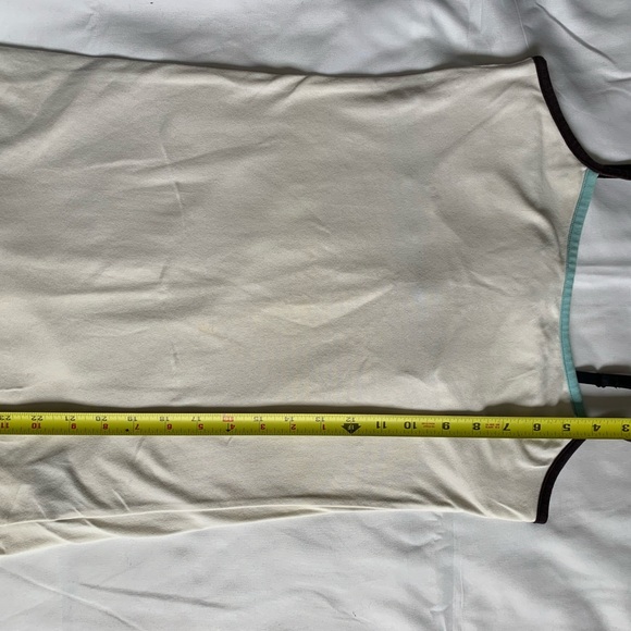 Medium White tank top,adjustable straps, navy & light blue trim, cotton/spandex - Picture 3 of 8